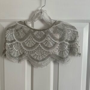David’s Bridal Silver and White Beaded Capelet